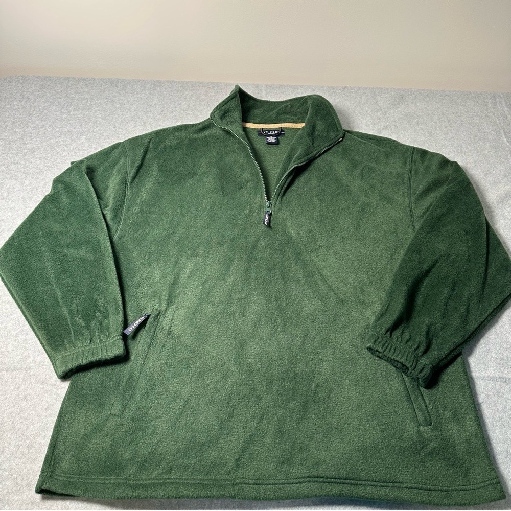 Ivy Crew Classics Mens Medium Forest Green‎ Quarter Zip Fleece Pullover Jacket